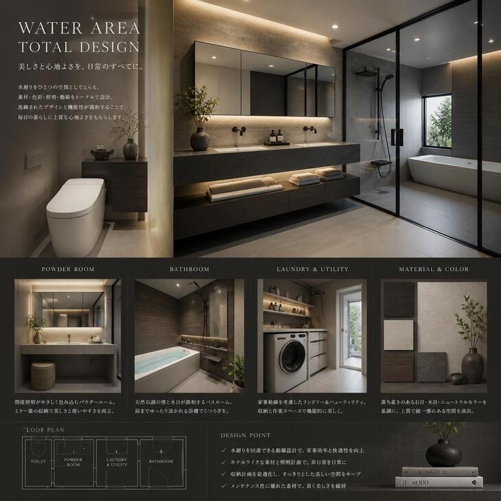 おしゃれさを追求した水廻りのトータルデザイン提案