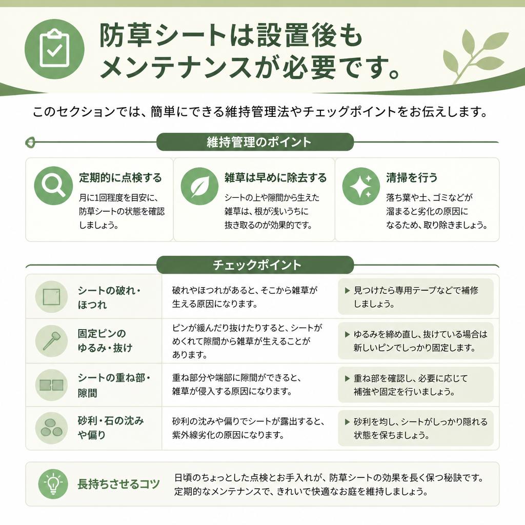 防草シートの維持管理—長持ちさせるために