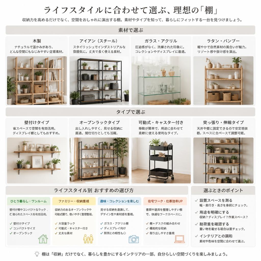 2. あなたのライフスタイルに合った棚の種類