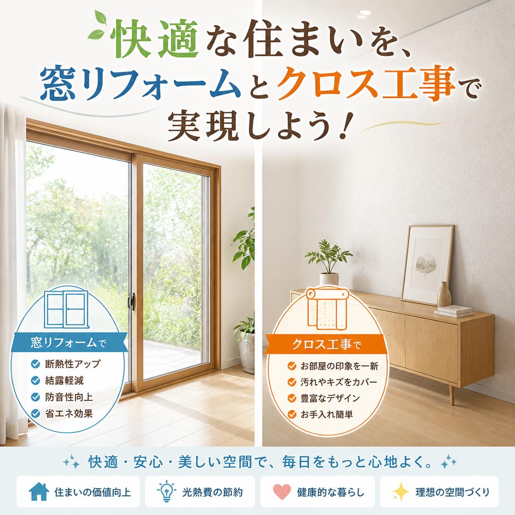 快適な住まいを、窓リフォームとクロス工事で実現しよう！