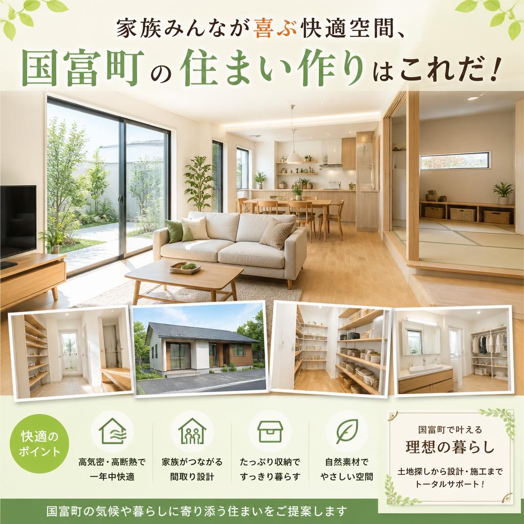 家族みんなが喜ぶ快適空間、国富町の住まい作りはこれだ！